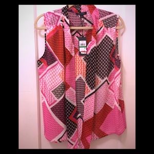 Tommy Hilfiger Sleeveless Tie-Neck Secretary Top